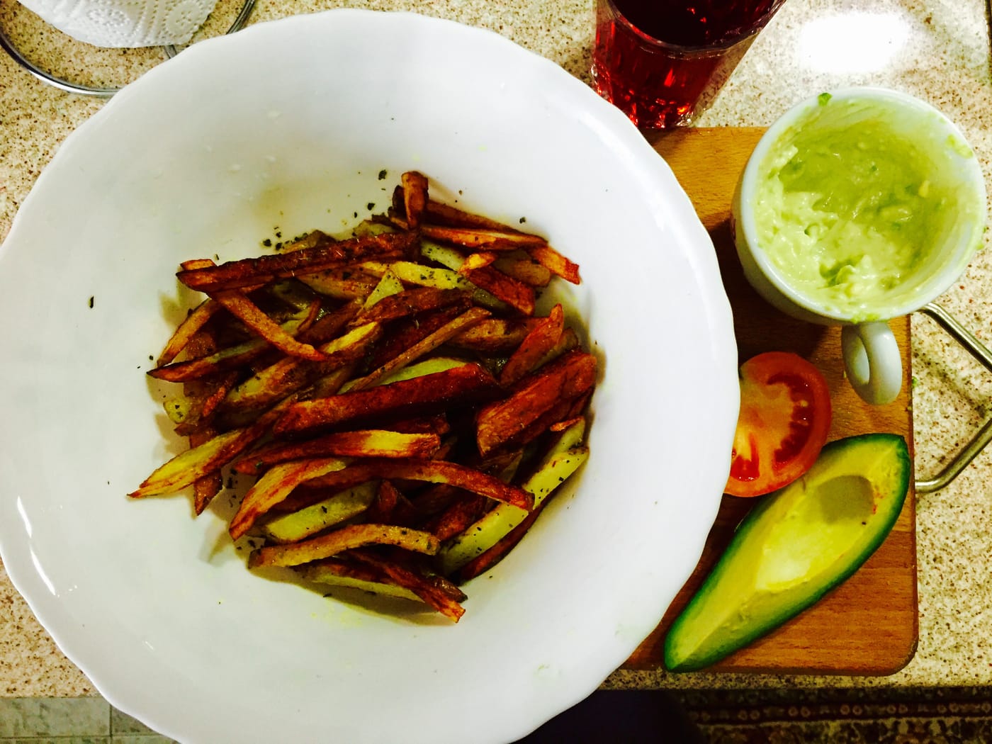 Monday’s favorite paprika French fries with a spicy avocado dip